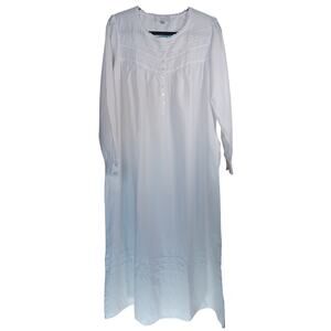 Alexander Del Rossa White 100% Cotton Victorian Nightgown Lace Trim Size Small